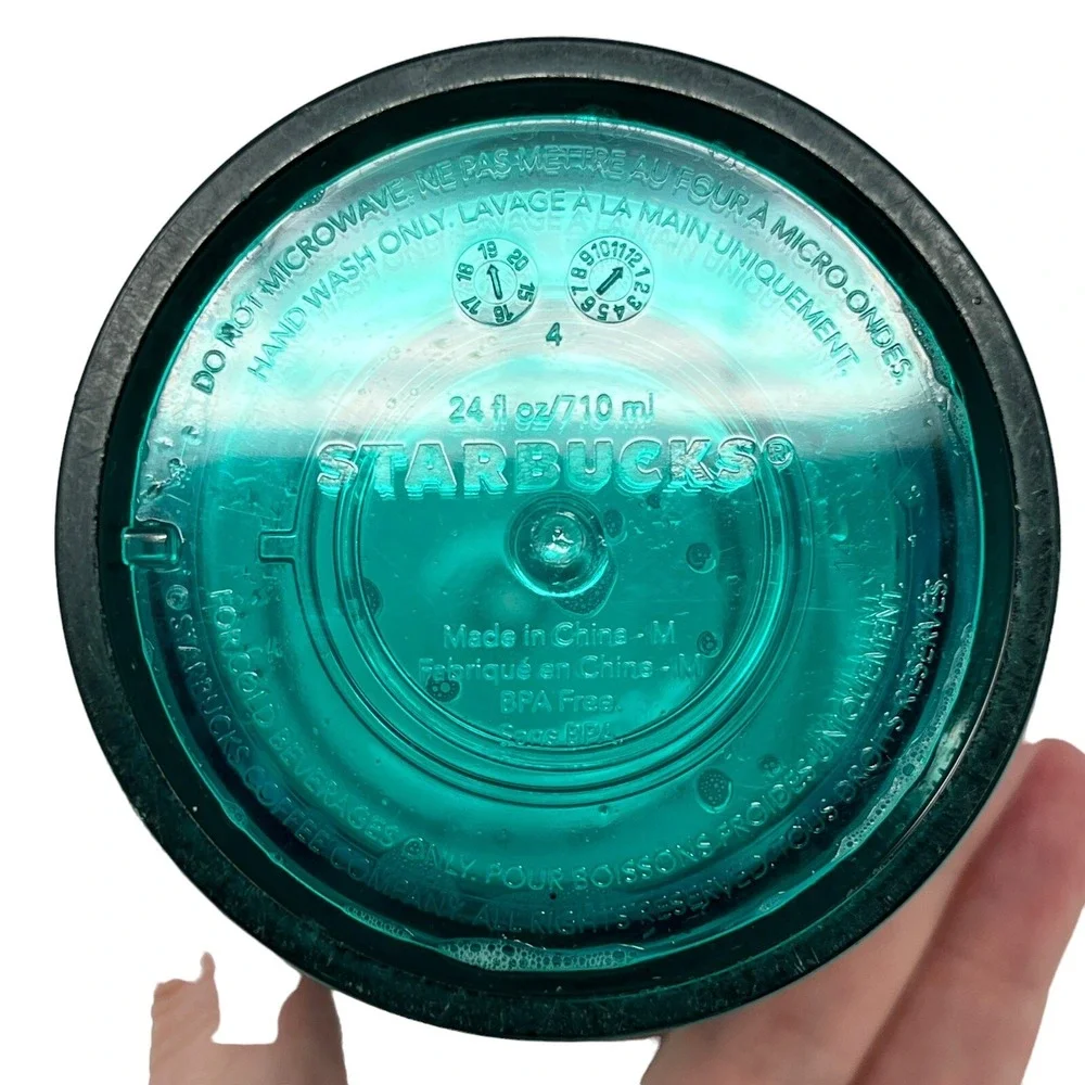 Starbucks Teal Green‎ Black Turquoise Wave Marbled Tumbler 24oz Collectible